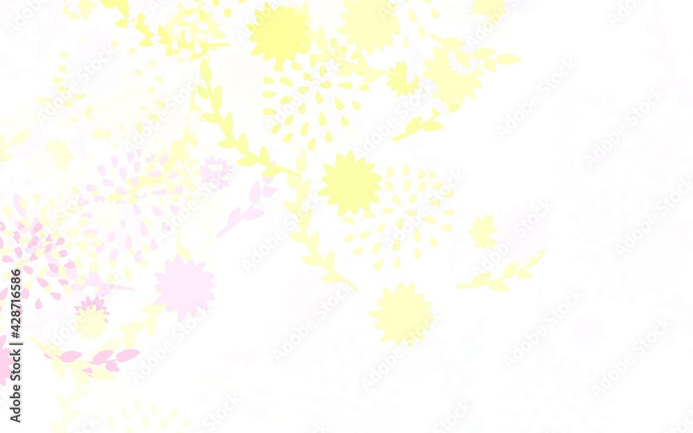 Light Pink, Yellow vector abstract pattern with flowers, roses. Light Pink, Yellow vector abstract pattern with flowers, roses.