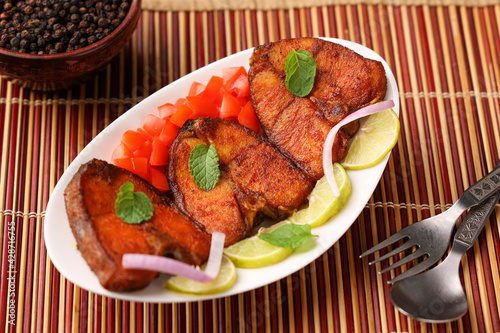 Canvas Print Fried fish, Kerala Fish fry in coconut oil India