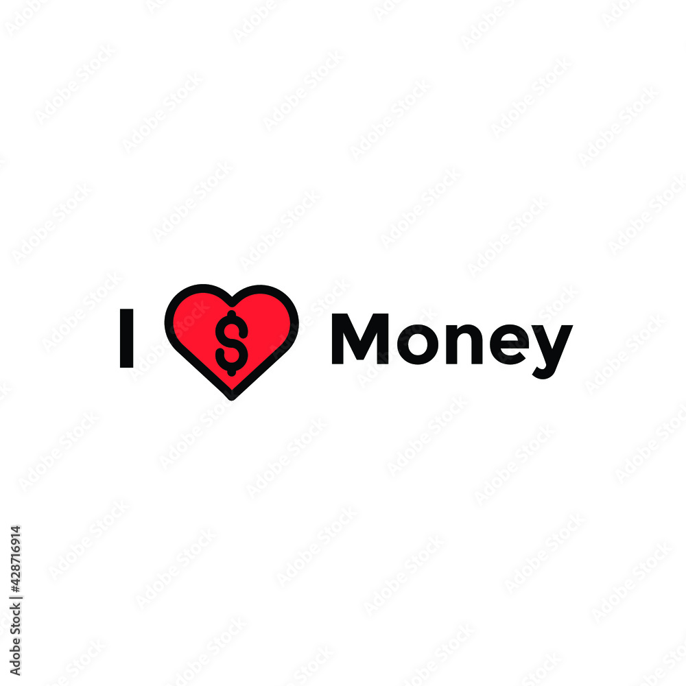 i love money Illustration. modern simple vector icon, flat graphic symbol in trendy flat design style. wallpaper. lockscreen. pattern. frame, background, backdrop, sign, logo.