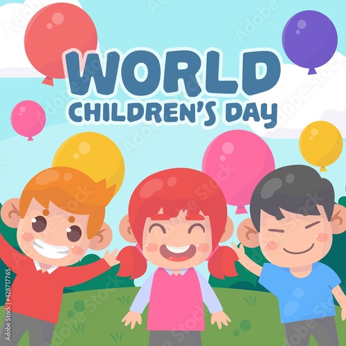 Cartoon world children s day illustration 