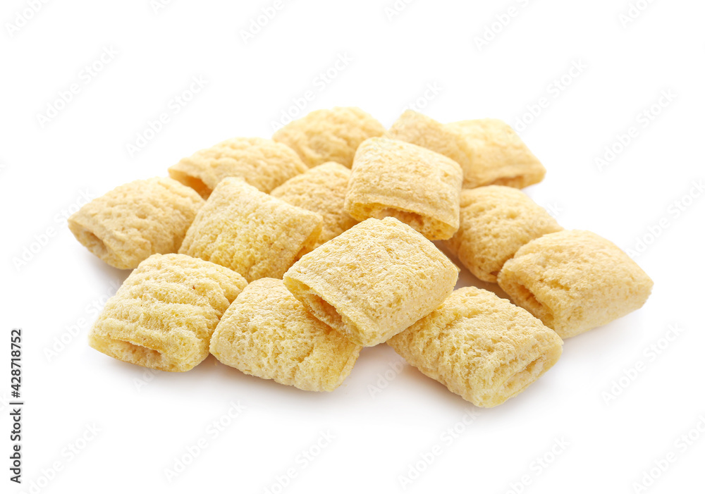Tasty corn pillows on white background Tasty corn pillows on white background