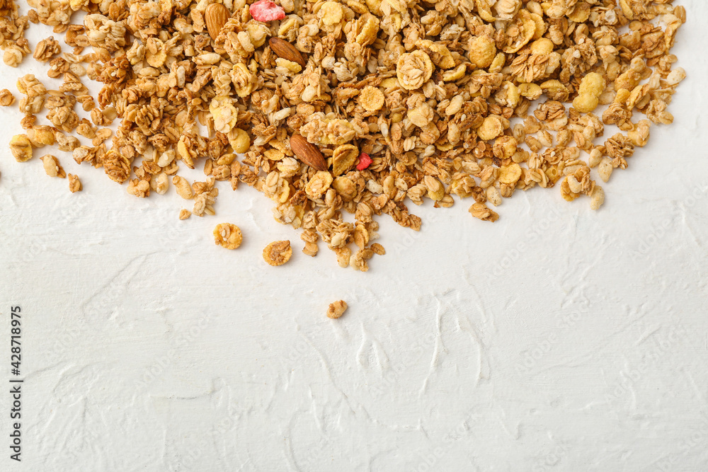 Tasty granola on light background Tasty granola on light background
