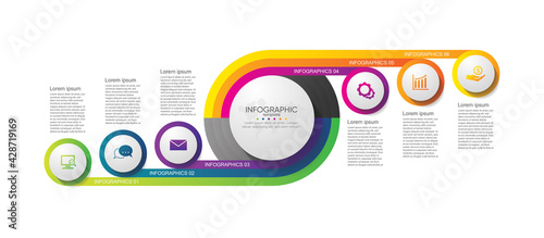 Presentation business infographic template circle colorful with 6 step