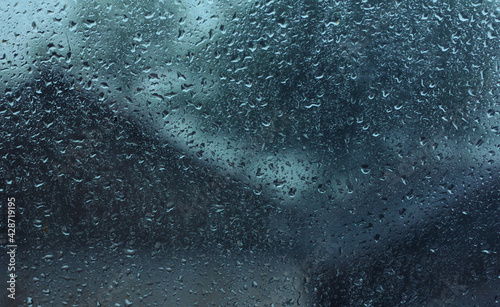 The rain drop water on window glass