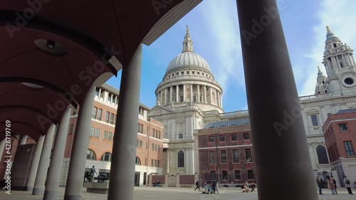 The view of the Paternoster Square with St. Paul's Cathedral in the background on sunny evening photo
