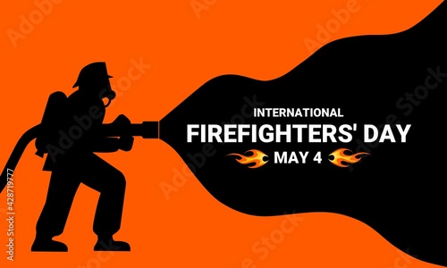 Stampa su tela firefighter silhouette vector illustration, as a banner, poster or template for international firefighters day