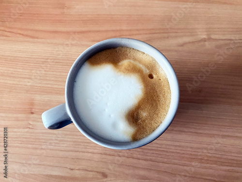 Italian Cappuccino on a table  view from above