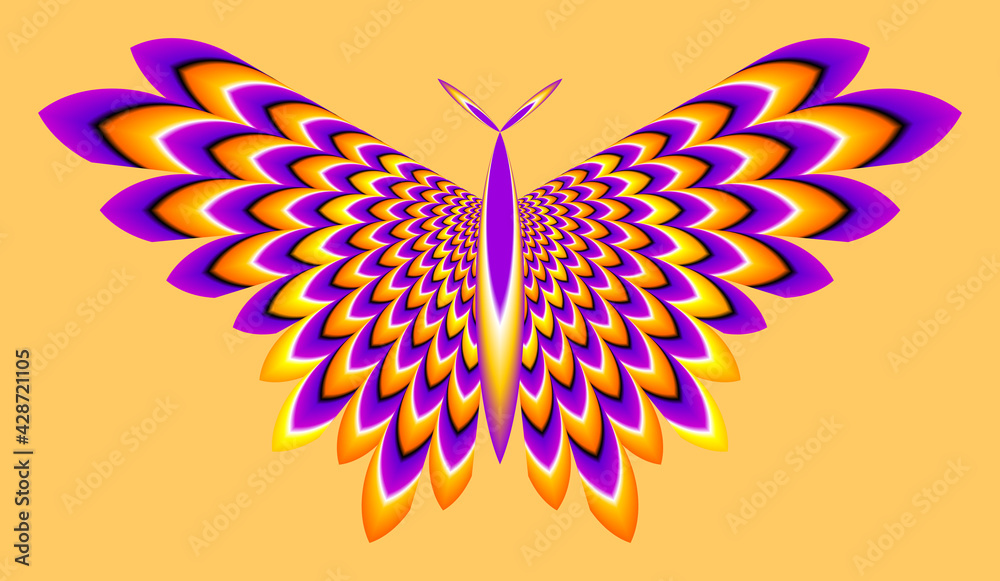 Obraz premium Orange and purple butterfly. Optical expansion illusion.