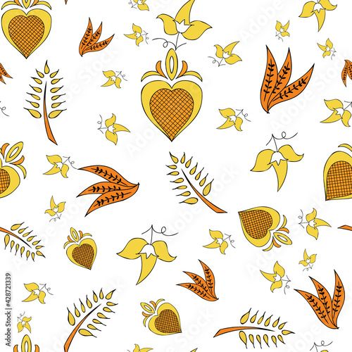 Vector white background Brittany celtic, Breton trational folklore symbols seamless pattern. Seamless pattern background