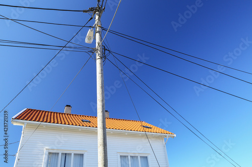 power lines and house photo