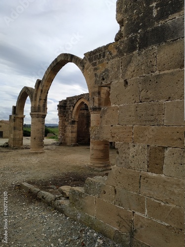 The ruins of Agios Mamas church at Agios Sozomenos. It is a deserted village in the Nicosia District of Cyprus, located close to the Green Line south of Geri. photo