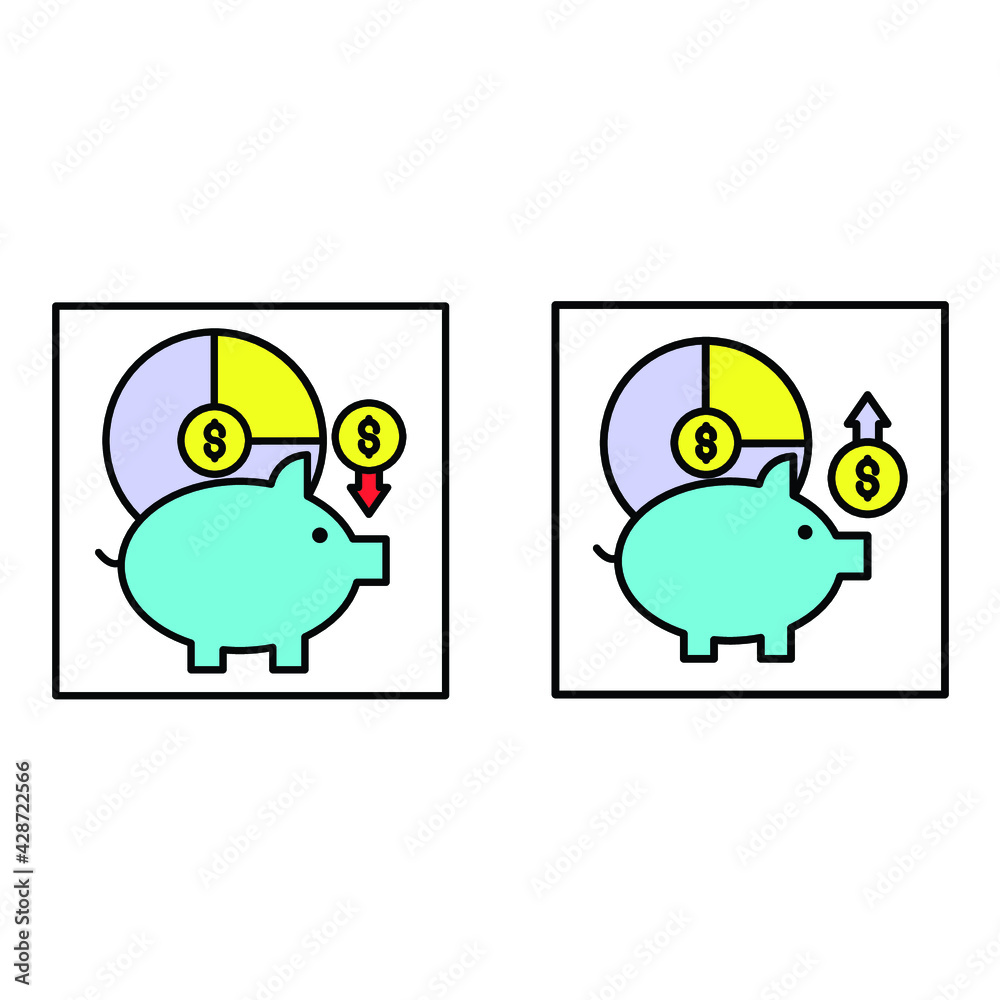 cash flow diagram and piggy bank Illustration. modern simple vector icon, flat graphic symbol in trendy flat design style. wallpaper. lockscreen. pattern. frame, background, backdrop, sign, logo. cash flow diagram and piggy bank Illustration. modern simple vector icon, flat graphic symbol in trendy flat design style. wallpaper. lockscreen. pattern. frame, background, backdrop, sign, logo.