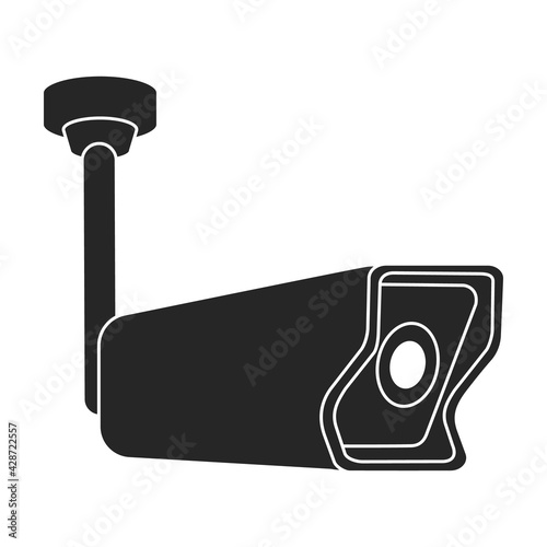 Camera video vector black icon. Vector illustration cctv on white background. Isolated black illustration icon of camer video.