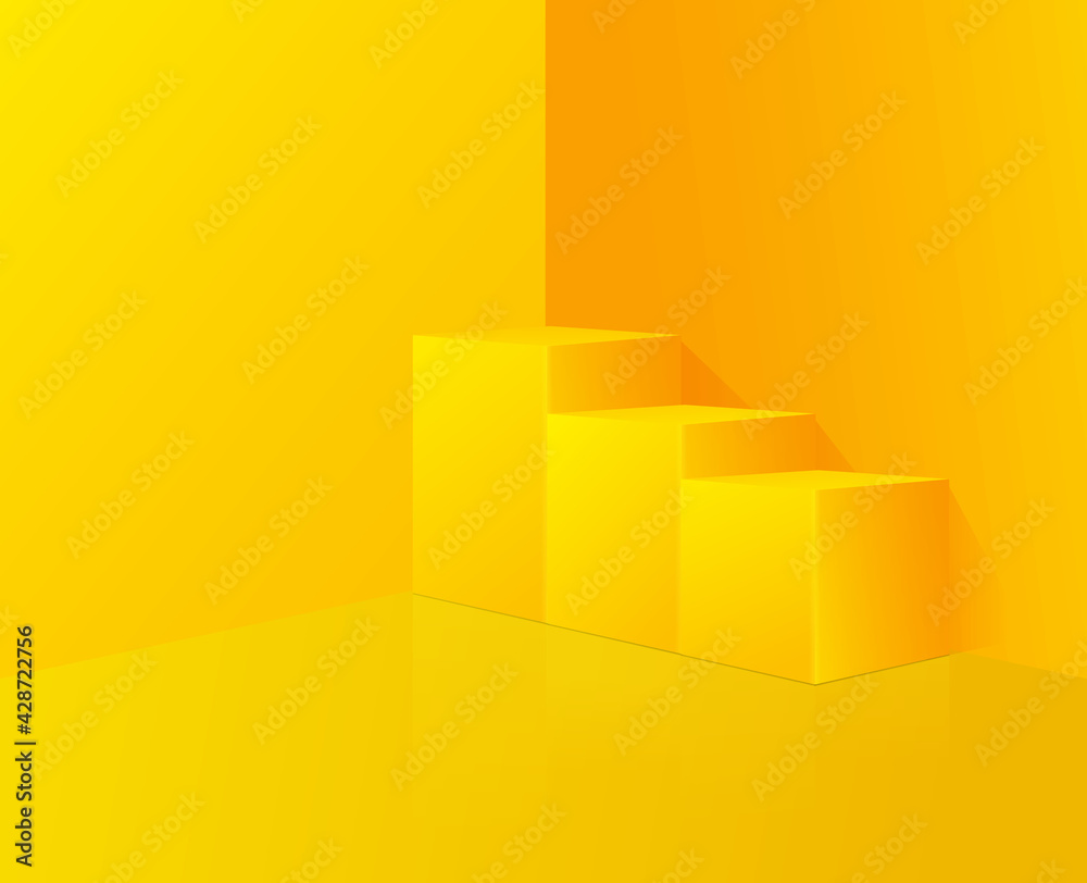 Vector abstract yellow mock up composition with podium design Vector abstract yellow mock up composition with podium design