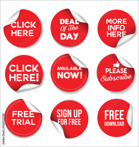 Collection of red sale stickers and tags 