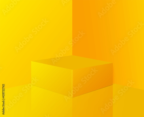 Vector abstract yellow mock up composition with podium design