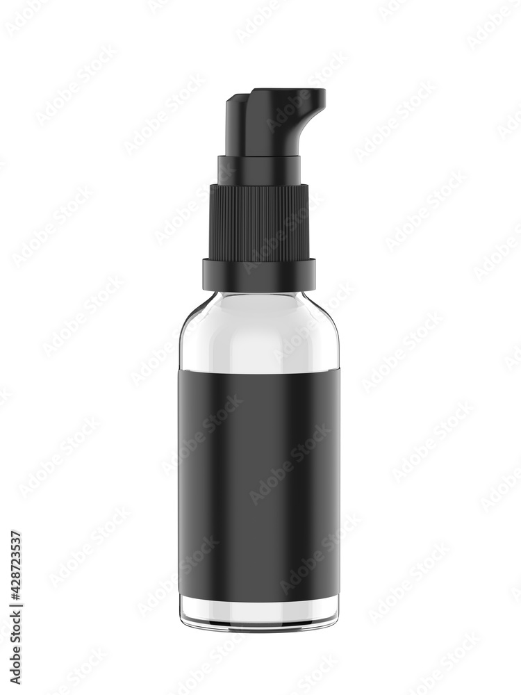 Blank Cosmetic container bottle pump with lock, 3d render illustration. Blank Cosmetic container bottle pump with lock, 3d render illustration.