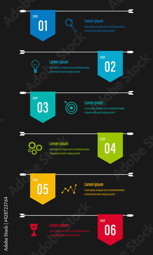 Infographics design vector and business icons with 6 options for presentation and web site	
