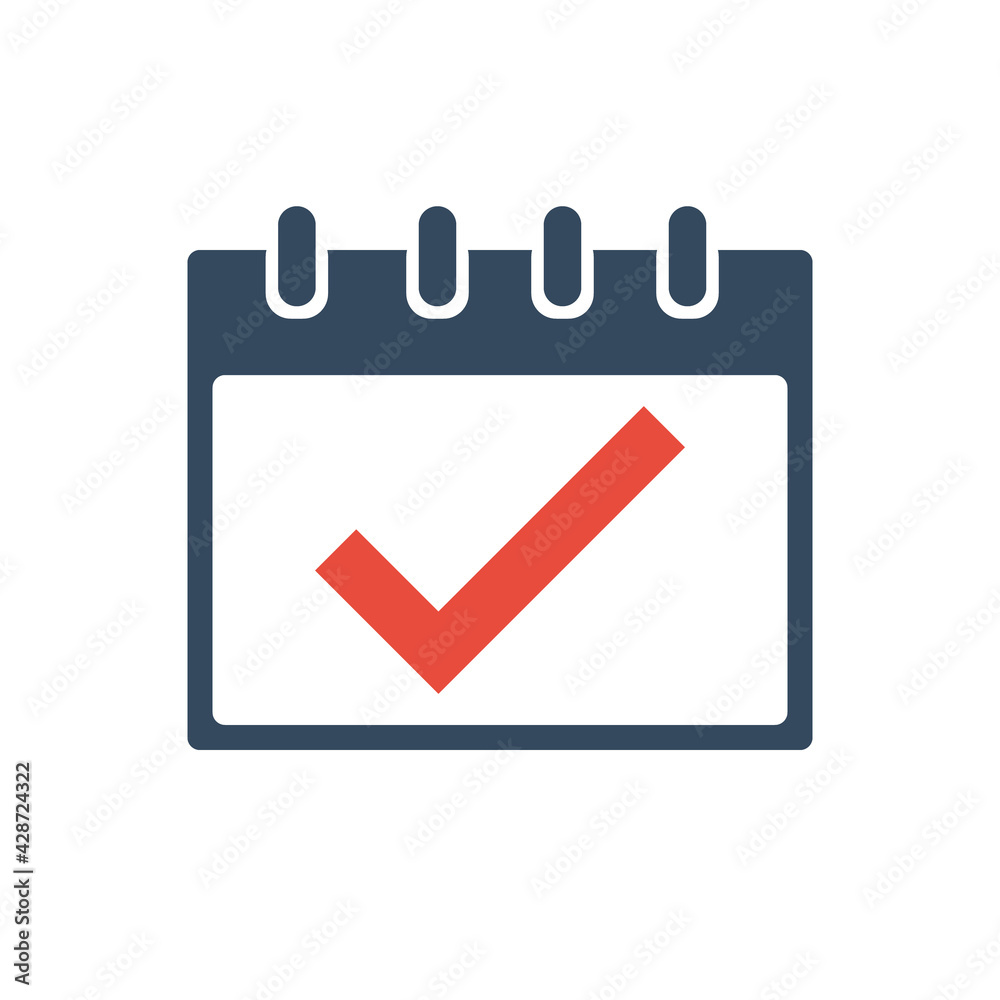 calendar grid with red check mark symbol calendar grid with red check mark symbol