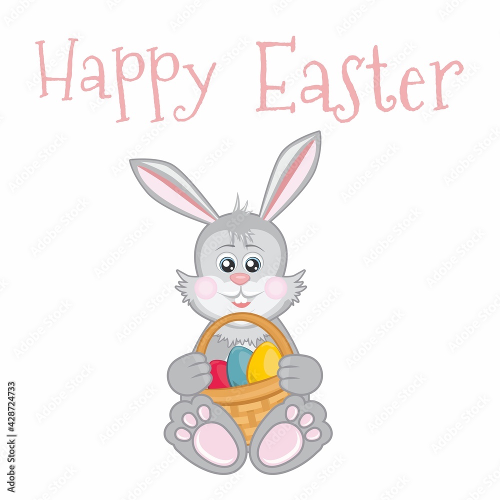 Happy Easter greeting card with rabbit Happy Easter greeting card with rabbit