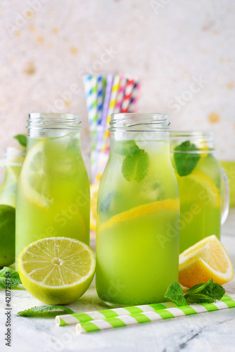Mint lemonade with lemon and lime
