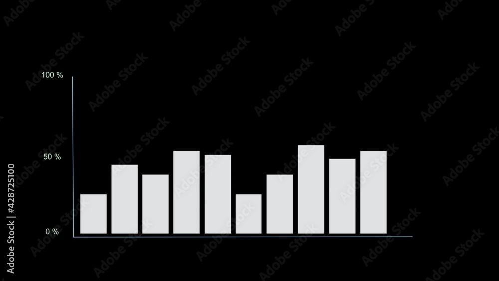 Animation bar graph on transparent background with alpha channel.