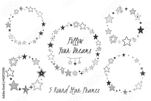 Hand Drawn Stars - Circle Frames