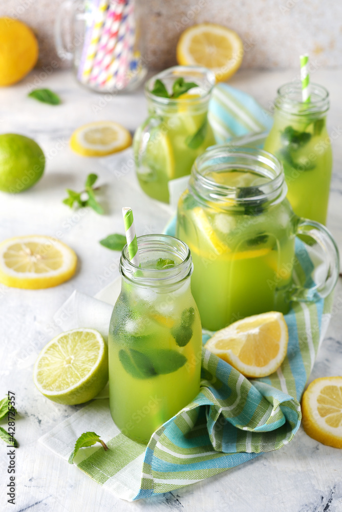 Mint lemonade with lemon and lime Mint lemonade with lemon and lime