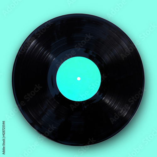 Gramophone vinyl record isolated at the blue background with clipping path
