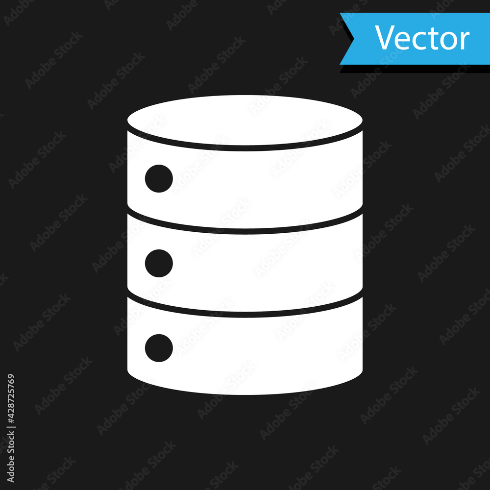 White Server, Data, Web Hosting icon isolated on black background. Vector Illustration White Server, Data, Web Hosting icon isolated on black background. Vector Illustration