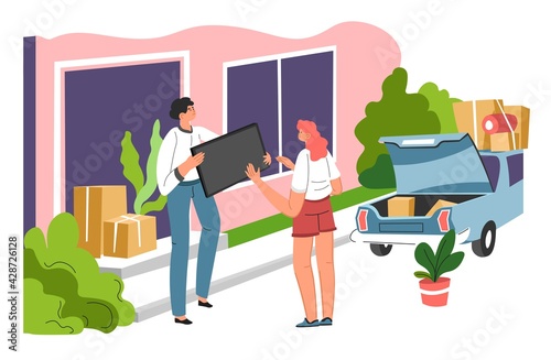 Moving out and transporting belongings by car