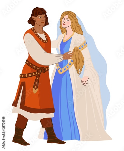 Man and woman in love, romanesque couple vector