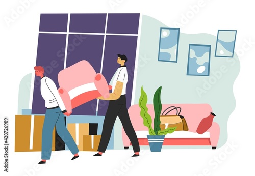 People moving in and changing place to live vector