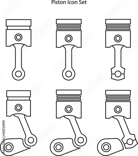 piston icon set isolated on white background from auto racing collection. piston icon thin line outline linear piston symbol for logo, web, app, UI. piston icon simple sign.