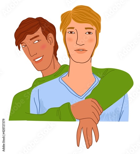 Homosexual couple hugging, pair in love dating