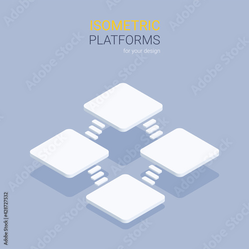isometric vector illustration on gray background, isometric platforms for creating design projects and infographic templates