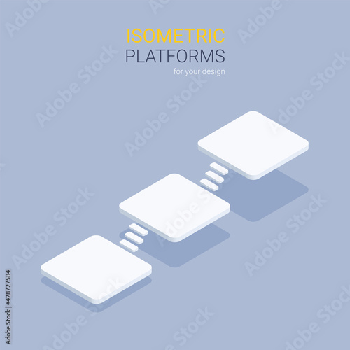 isometric vector illustration on gray background, isometric platforms for creating design projects and infographic templates