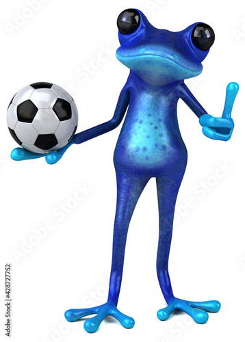 Fun blue frog - 3D Illustration