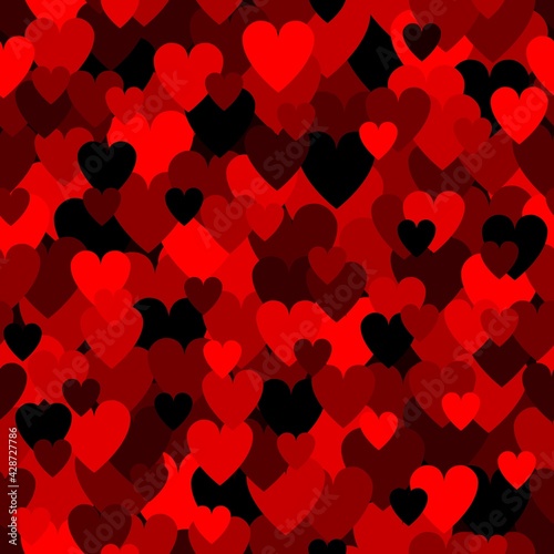 Army red heart pattern. Camouflage Vector texture for Valentines Day
