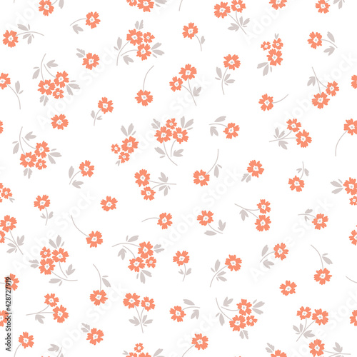 Seamless pattern with orange flowers