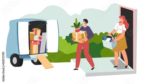 People moving in packing personal belonging in box