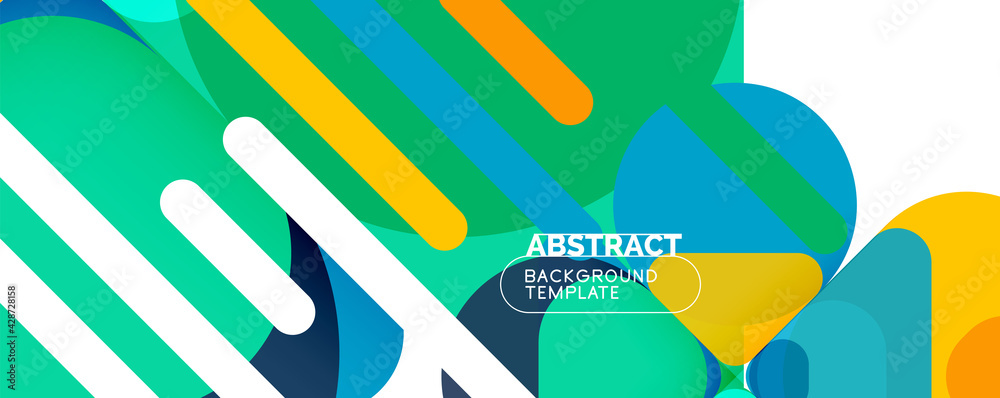 Modern geometric round shapes and dynamic lines, abstract background. Vector illustration for placards, brochures, posters and banners