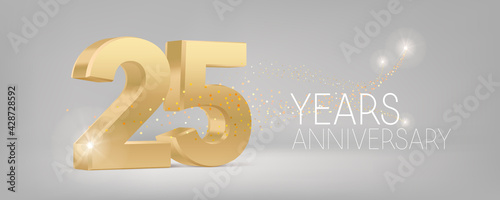 25 years anniversary vector icon, logo. Isolated graphic design with 3D number for 25th anniversary