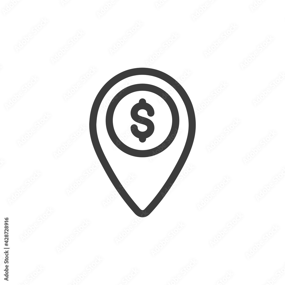 Map pin with dollar sign icon Map pin with dollar sign icon