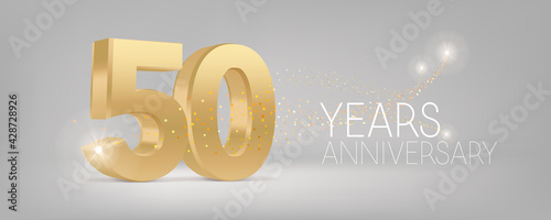 50 years anniversary vector icon, logo. Isolated graphic design with 3D number for 50th anniversary
