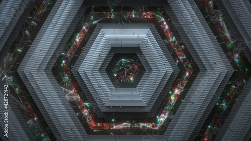 Fototapeta Naklejka Na Ścianę i Meble -  Cyberspace hexagonal technology background 3D render