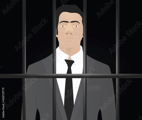 Businessman in prison. vector illustration