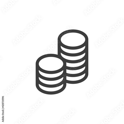 Stacks of coins icon on white background