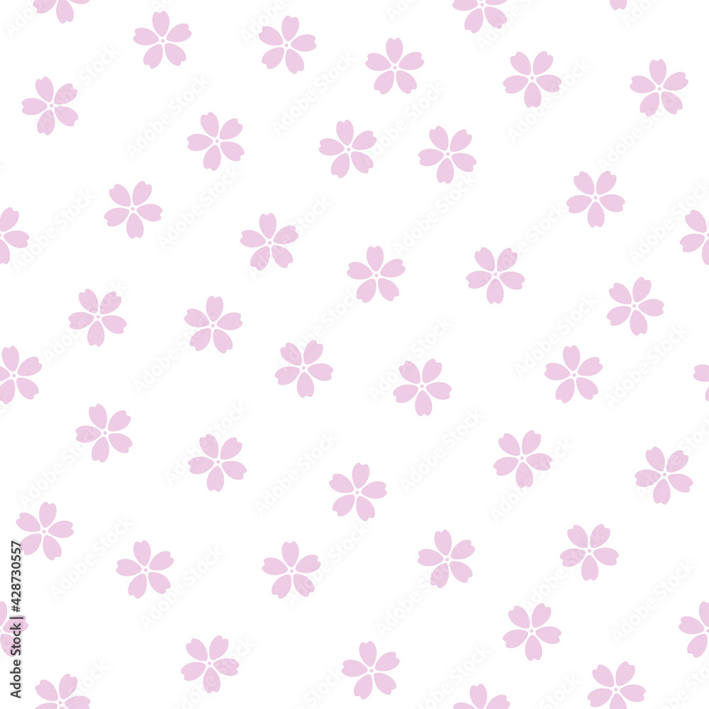 Seamless pattern with pink sakura flowers