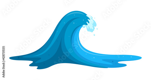 Flooding or surfing waves. Natural pipeline wave for surfing. Cartoon vector illustration